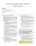 2024 Personal Tax Return Checklist